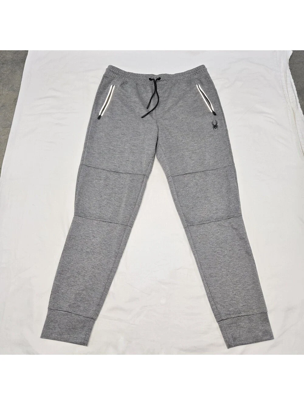 EUC Men's LARGE Spyder Active Pro Web Reflective Jogger Sweatpants Light Grey